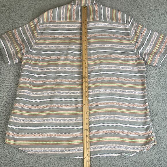 Carbon2Cobalt Shirt Mens XL Gray Green Button Short Sleeve Pocket  Aztec Tribal - Picture 9 of 12